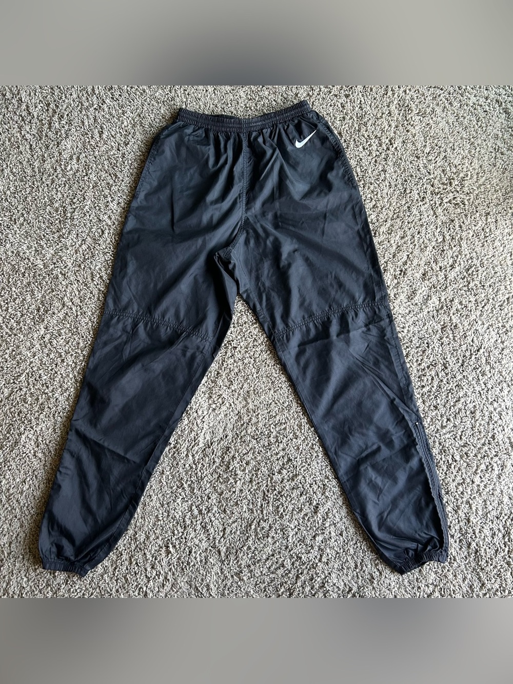VTG 90s Nike Track Pants Men Medium 31" Windbreaker Signature SWOOSH Zipper Hem